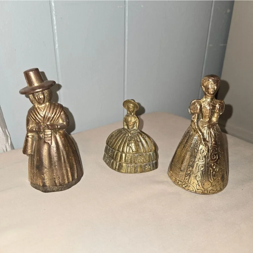 Vintage Brass Lady Bell Lot Made In England